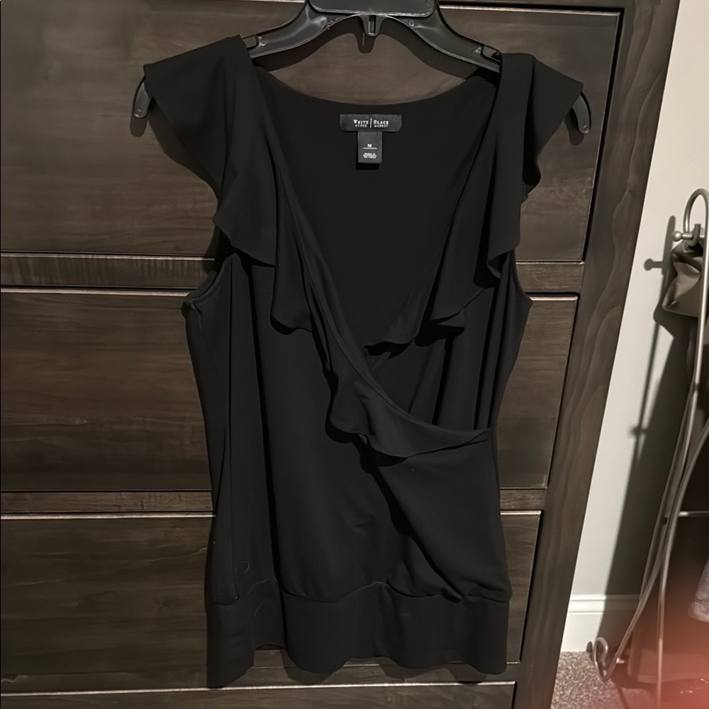 White House Black Market Elegant Black Asymmetrical Top